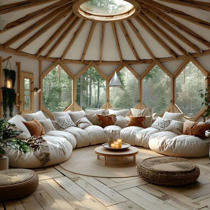 living room arrangements in a Dome Home