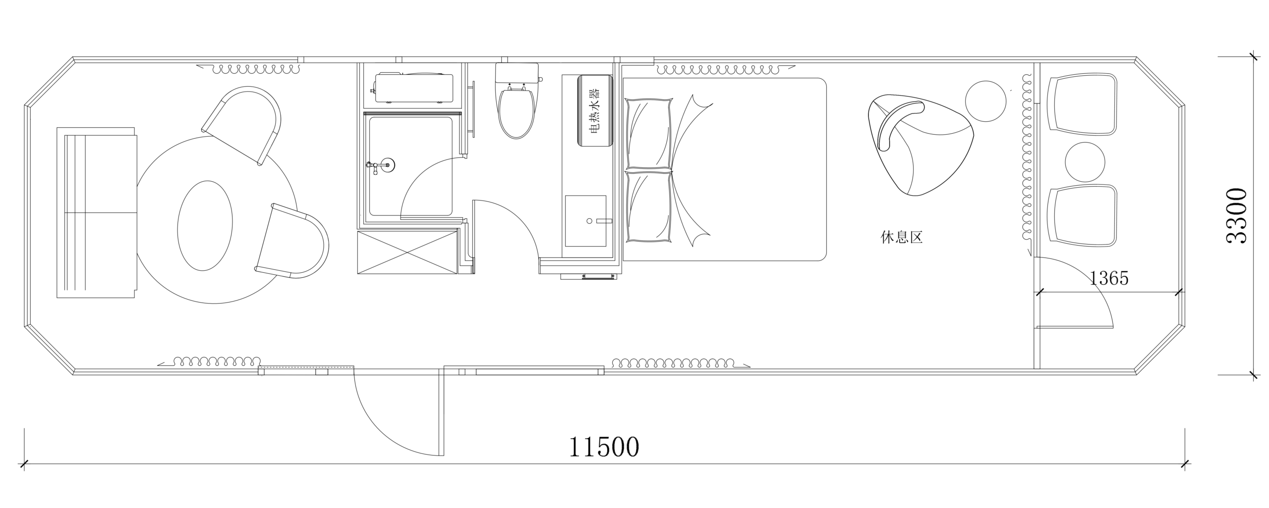 Architectural floor plan of the bahria homes House D7 smart pod showing bedroom, living area, bathroom, and lounge zones designed for efficient modern modular living.